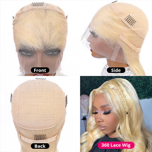 613 Blonde 360 HD Lace Front Wig Body Wave Human Hair Glueless Wigs