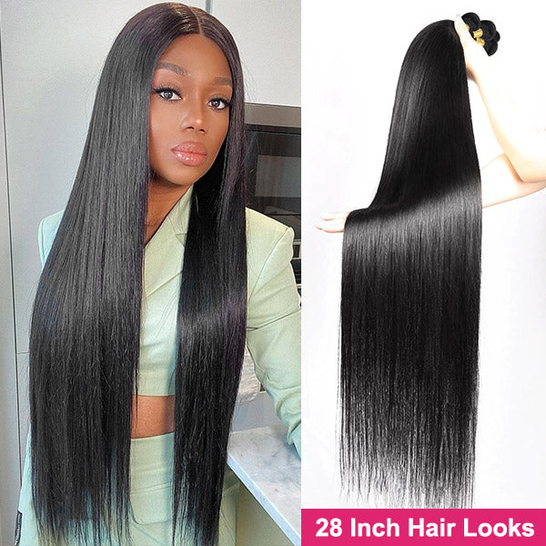 8A Virgin Hair Brazilian Straight Human Hair 4 Bundles 8-28 Inches