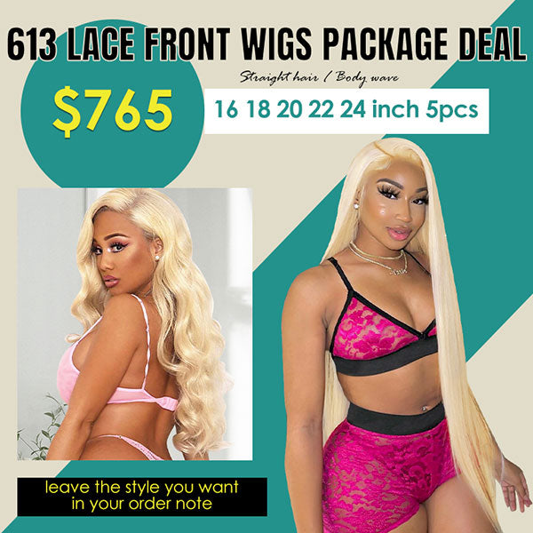 $765 613 Lace Front Wigs Package Deal (16 18 20 22 24 Inch 5PCS)