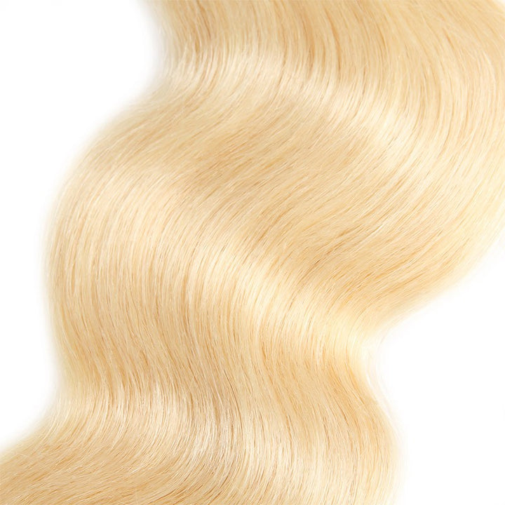 Virgin Body Wave 613 Blonde Human Hair 3 Bundles With Lace Frontal