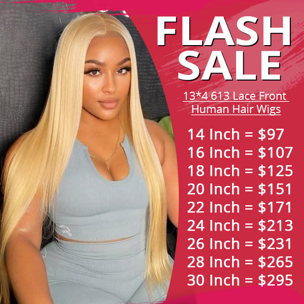 13*4 Blonde 13*4 Blonde 613 Lace Front Human Hair Wigs Flash Sale