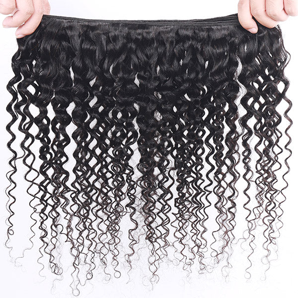 Meetu 8A Curly Hair 3 Bundles With 4*4 Lace Closure Peruvian Virgin Human Hair Extensions