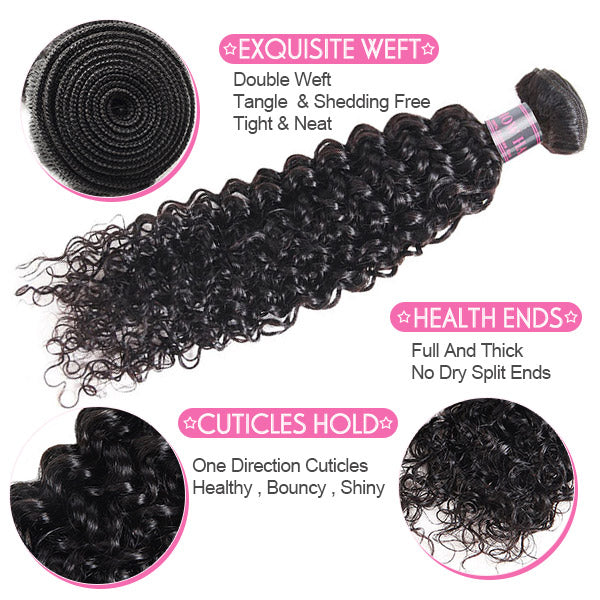 Hairsmarket 8A Ishow Curly Hair 100% VIrgin Human Hair Bundles Buy 3 Bundles Get 1 FREE Closure