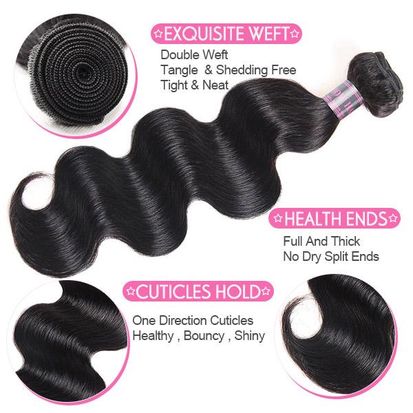 Hairsmarket Wholesale Human Hair Bundles 8A Ishow Vrigin Body Wave Hair Buy 3 Bundles Get 1 FREE Closure