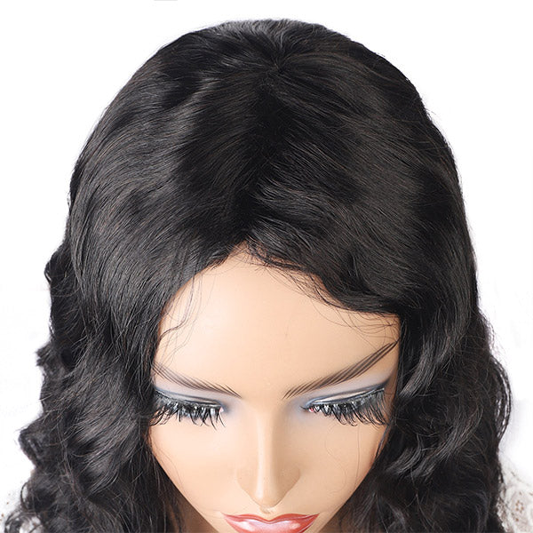 Machine Made Wigs Loose Deep Human Hair Wigs, Middle Part No Lace Wigs