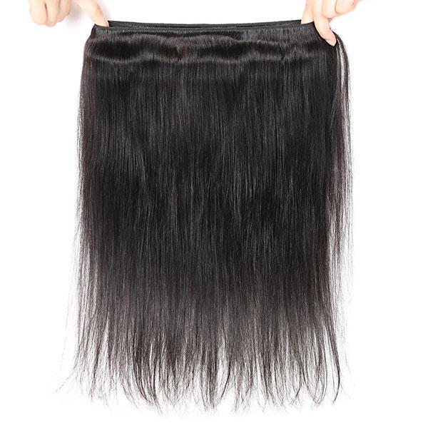 Hairsmarket Peruvian Virgin Straight Human Hair 3 Bundles With 4*4 Lace Closure