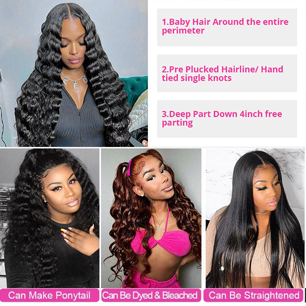 5x5 Lace Closure Wigs Loose Deep Human Hair Wigs Undetectable HD Lace Wigs