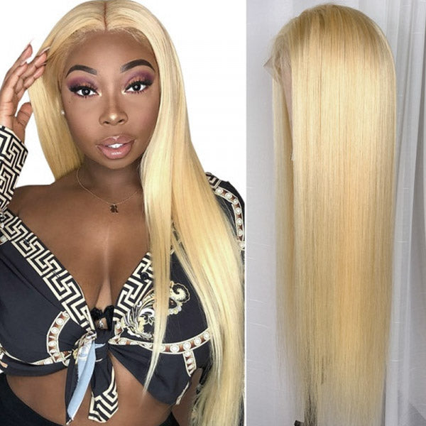 Honey Blonde Wig Straight Hair Lace Wig 613 Blonde Lace Part Wig Glueless Human Hair Wig