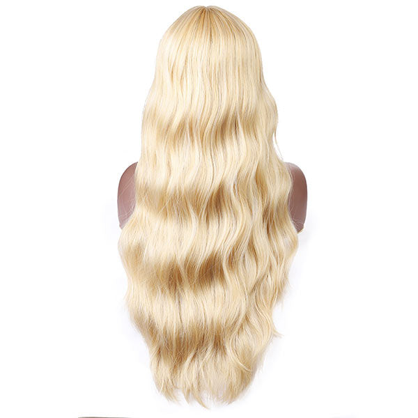Long Blonde Wigs with Bangs for Women Natural Looking Wigs, No Lace Wig