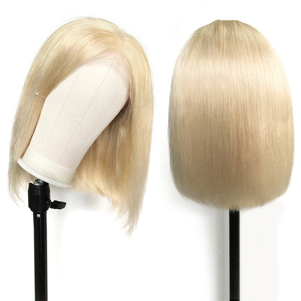Hairsmarket Short Bob Lace Wig 613# Blonde Straight Human Hair Wigs
