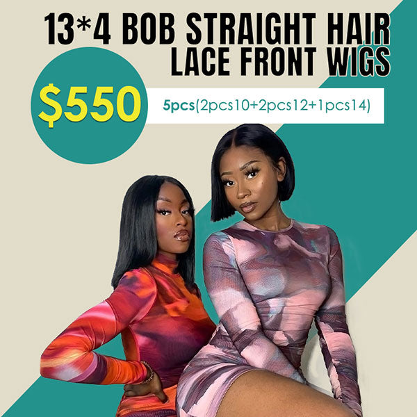 $550 13*4 Bob Straight Hair Lace Front Wigs 5PCS