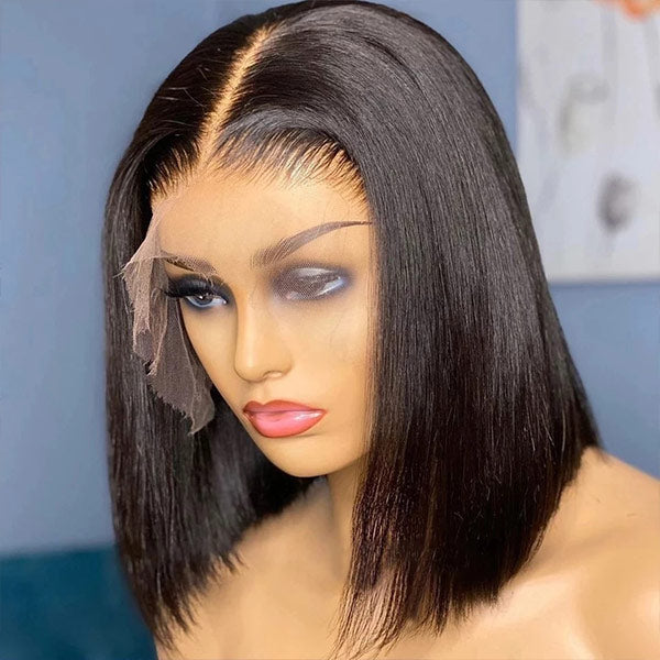 HD Transparent Lace Bob Wig T Part Short Bob Lace Front Wigs with Baby Hair 150% DensityBob Wig T Part Straight Human Hair Wigs Transparent Short Bob Lace Wigs