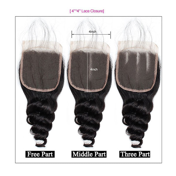9A Allove Loose Wave Virgin Hair 3 Bundles With One FREE Closure