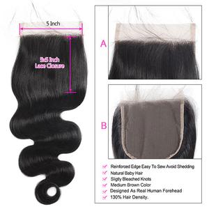 Body Wave 5*5 Lace Closure With Baby Hair 8A Remy Human Hair