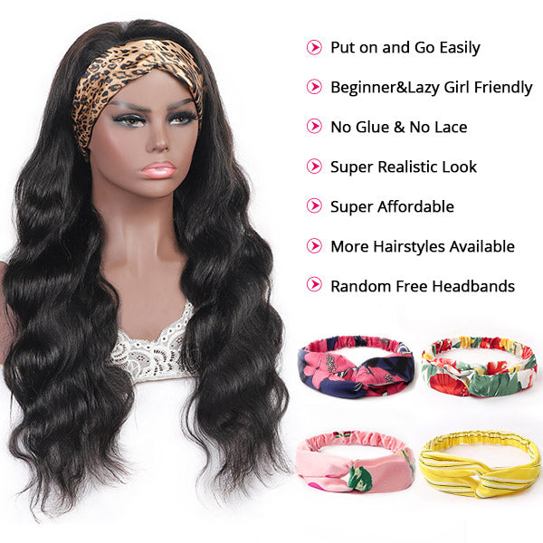 Body Wave Headband Wig No Lace Human Hair Wigs Brazilian Hair With Headband