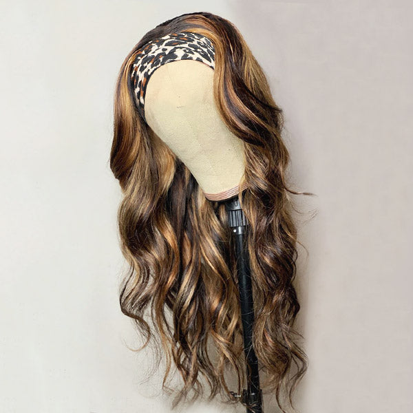Highlight Wigs With Headband 100% Human Hair Wigs Easy To Wear 150% Density