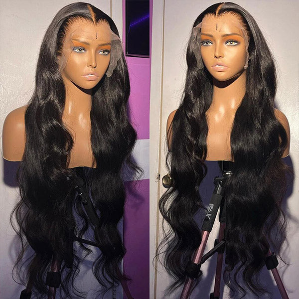 40 Inch Long Body Wave Human Hair 13x4 Lace Front Wigs Pre Plucked HD Lace Wig