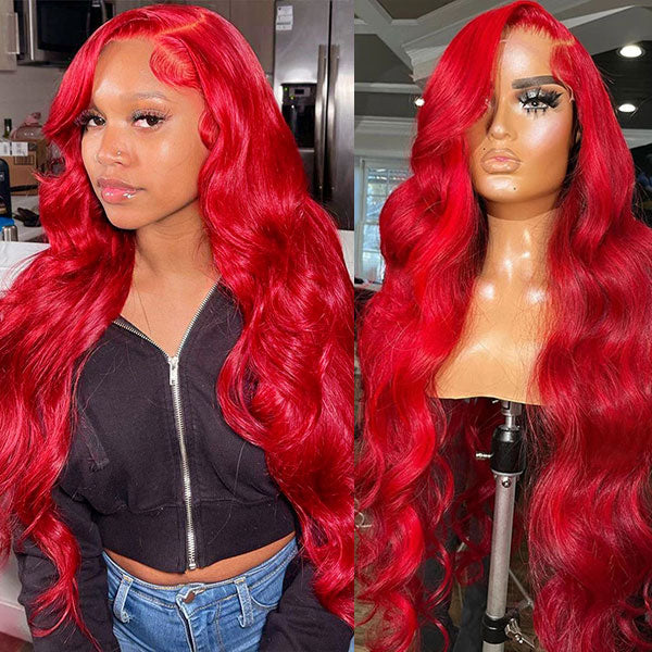 Red Lace Front Wig 13x4 Body Wave Human Hair Wigs Colored Lace Wigs 30 Inch