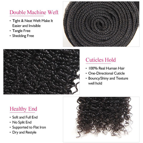 9A Allove Curly Hair 3 Bundles Human Hair With One FREE Closure