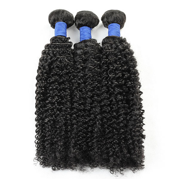 10A Brazilian Hair Curly Human Hair 3 Bundles With Lace Closure
