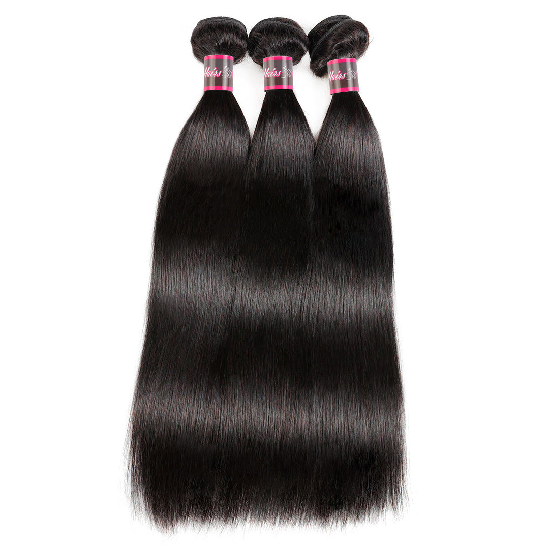 Brazilian Straight Hair 100% Human Hair With Transparent Lace Closure