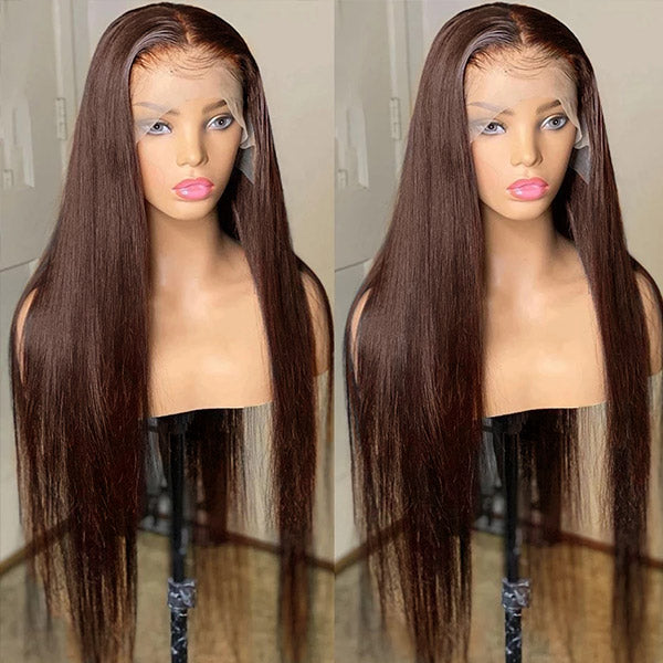 13x6x1 HD Middle Part Lace Wigs #4 Dark Brown Straight Hair Colored Human Hair Wigs