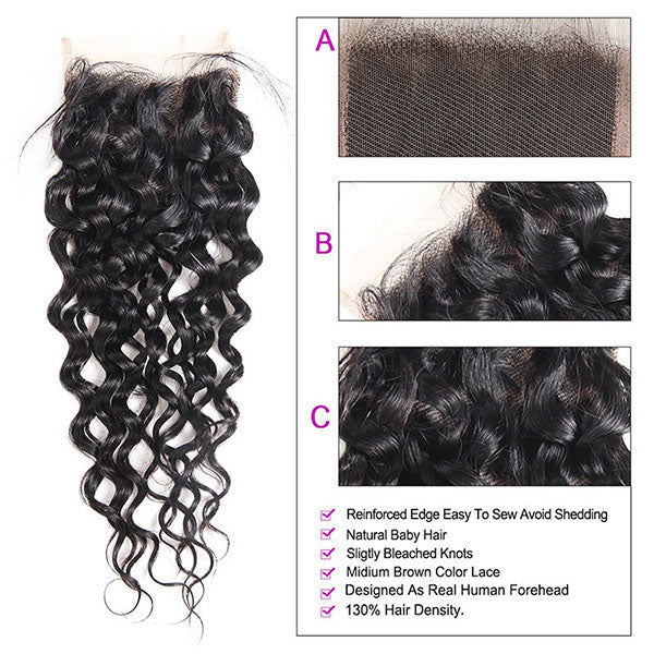 9A Allove Water Wave Virgin Hair 3 Bundles With One FREE Closure