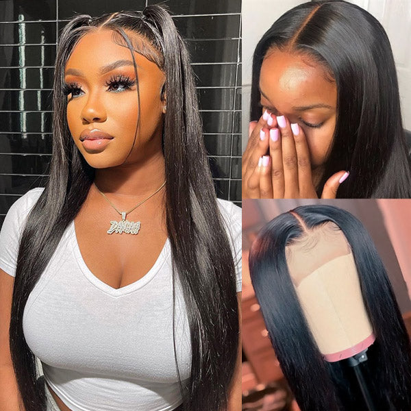 6x6 Straight Hair Lace Front Wig HD Human Hair Glueless Lace Closure Wigs