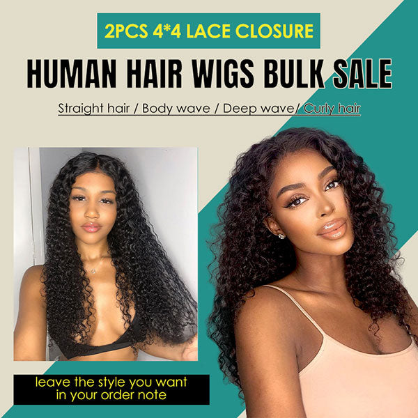 2PCS 4x4 Lace Closure Wigs Bulk Sale