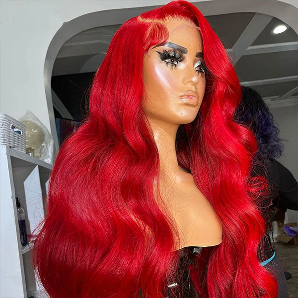 Red Lace Front Wig 13x4 Body Wave Human Hair Wigs Colored Lace Wigs 30 Inch