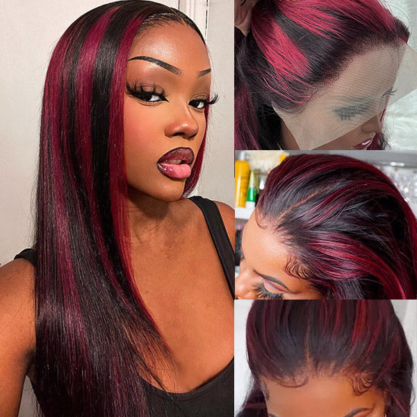 Highlight 13x4 Transparent Lace Front Wigs Straight Hair 4x4 Lace Front Wigs Mix Colored Wigs