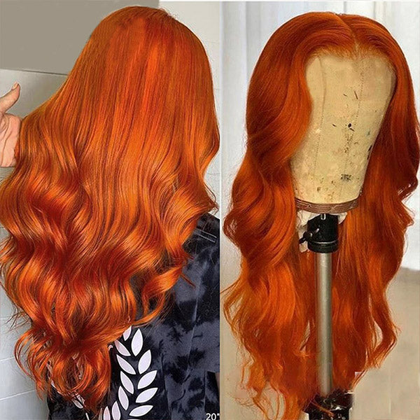 Ginger Lace Wig 13x4 HD Lace Front Wigs 180% Density Body Wave Human Hair Colored Wigs With Pre Plucked