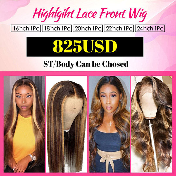 $825 Wholesale Highlight Ombre Blonde Lace Front Wigs 100% Virgin Human Hair Wigs