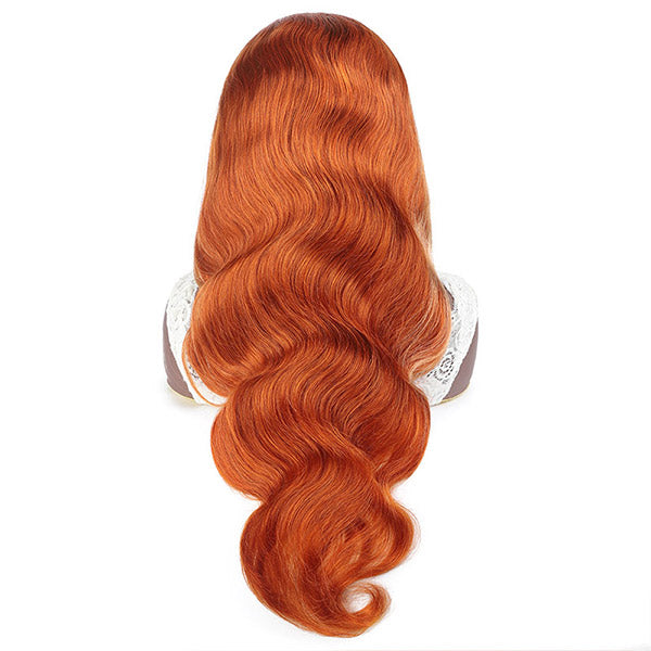 Orange Wig with Blonde Highlights 13x4 HD Lace Wig Body Wave Human Hair Wigs T Part Lace Front Wigs