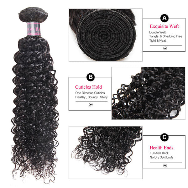 Ishow Kinky Curly Peruvian Human Hair 4 Bundles With 13x4 Lace Frontal With Baby Hair