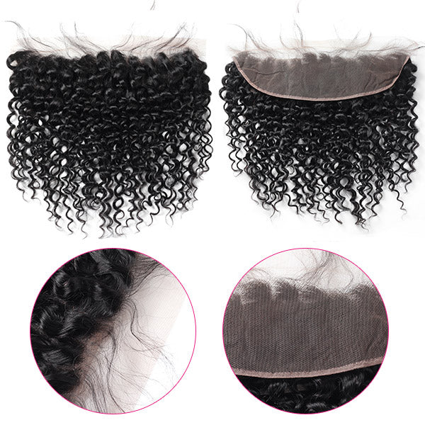 Kinky Curly Hair With Lace Frontal Unprocessed Virgin Human Hair 13*4 Customized Lace Wigs