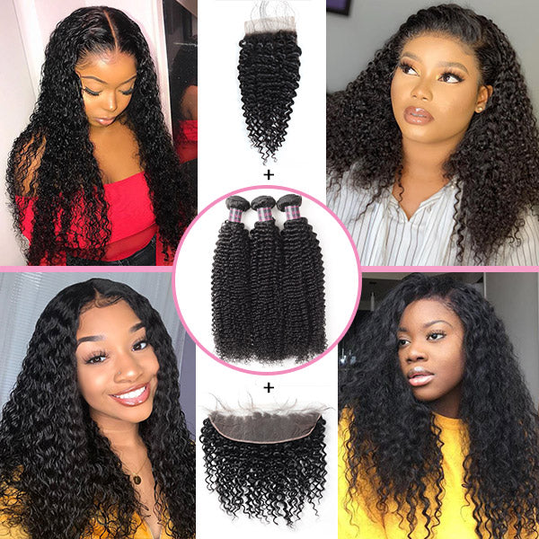 Kinky Curly Hair With Lace Closure 9A Unprocessed 4*4 Customized Lace Wigs