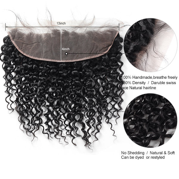 Kinky Curly Hair With Lace Frontal Unprocessed Virgin Human Hair 13*4 Customized Lace Wigs