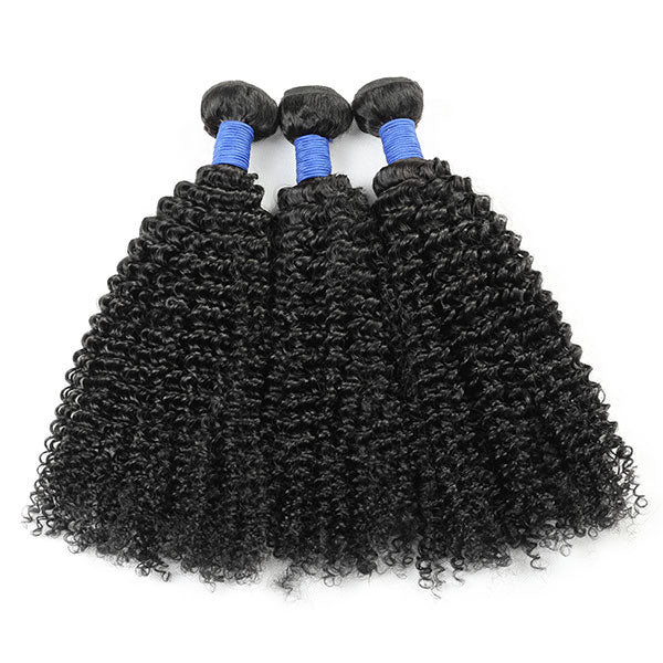 10A Brazilian Hair Curly Human Hair 3 Bundles With Lace Closure