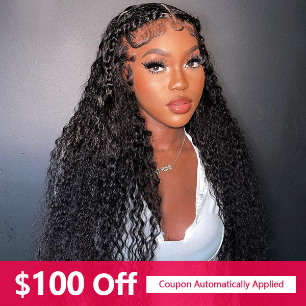 $100 Off 4x4 Curly Human Hair Lace Front Wigs