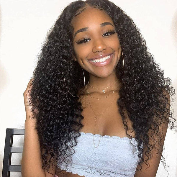 Ishow Brazilian Curly Human Hair 4 Bundles With 13x4 Lace Frontal Closure