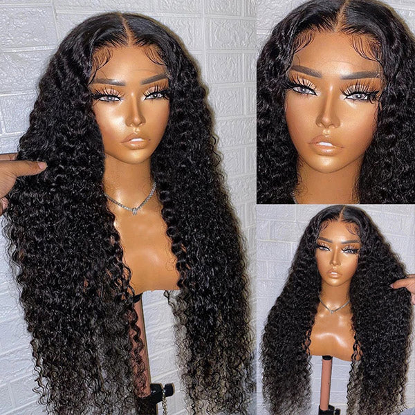 Glueless 4x4 Lace Closure Wig Curly Human Hair HD Lace Wigs 28 Inch 150% Density