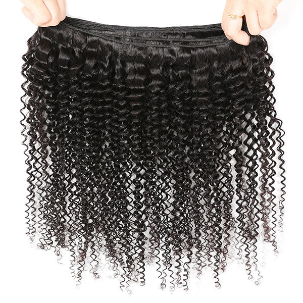 Brazilian Kinky Curly Hair 9A 3 Bundles With Lace Closure Unprocessed Human Hair
