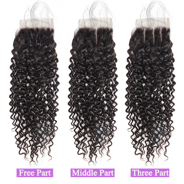 10A Brazilian Hair Curly Remy Human Hair 3 Bundles With Lace Closure