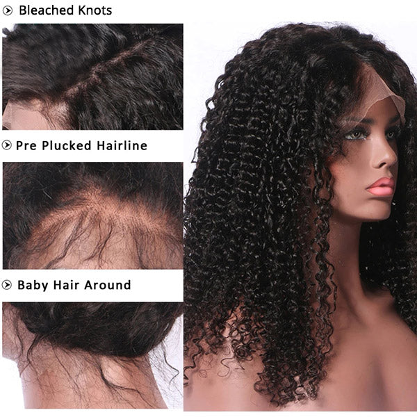 4C Hairline Curly Edge 13x4 HD Lace Front Wigs 4x4 Curly Human Hair Lace Wigs