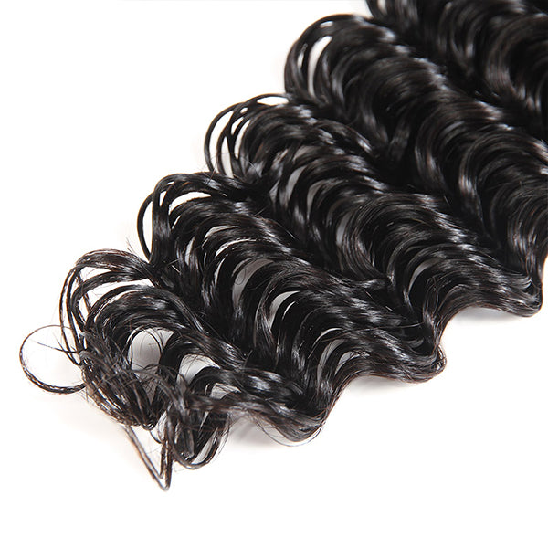 Allove 9A Deep Wave Virgin Hair 4 Bundles Unprocessed Brazilian Human Hair Extensions