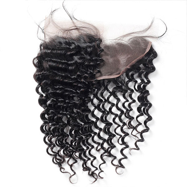 Ishow Virgin Brazilian Deep Wave Human Hair 4 Bundles With Lace Frontal Closure