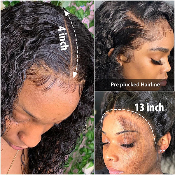 Deep Wave Wig 13x4 Lace Front Wig Undetectable Transparent Lace Frontal Human Hair Lace Wigs