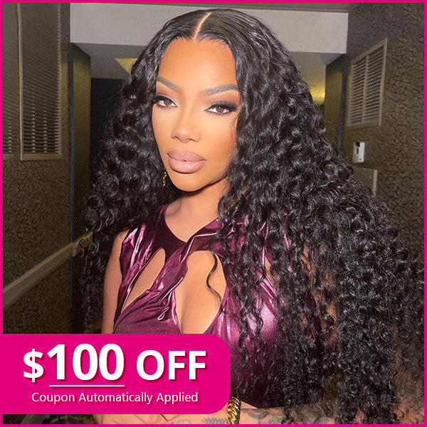$100 Off Deep Wave Human Hair Wigs 13x4 Lace Front Wigs