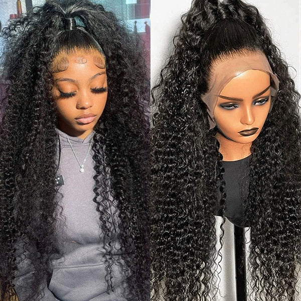 Full Lace Wigs Deep Wave Virgin Human Hair Hand Tied Lace Front Wigs ...